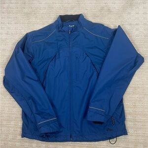 ASICS Men’s XL Waterproof Vented Full Zip Windbreaker 2 front zip openings Blue